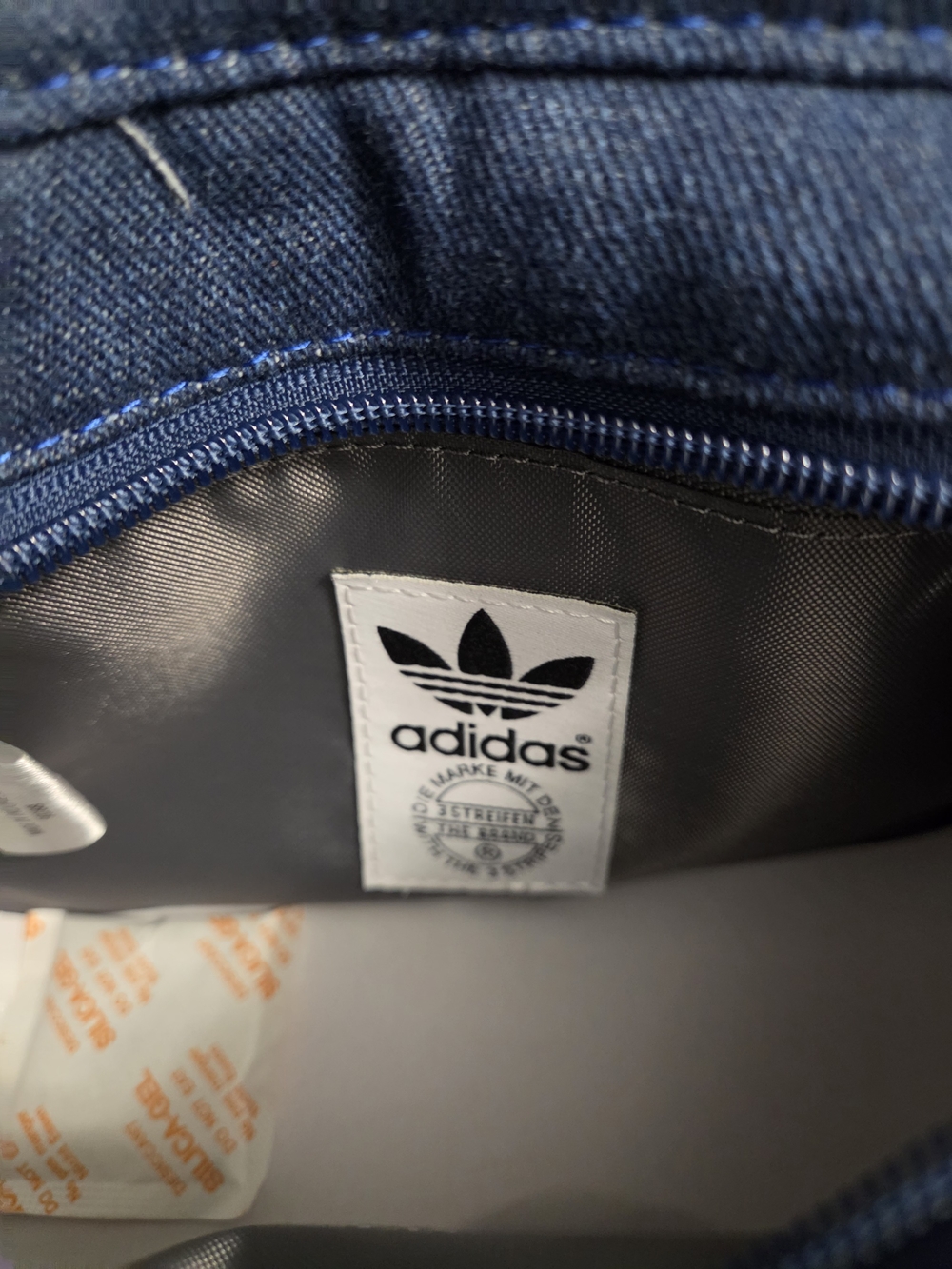 adidas Originals Navy Denim Mini Tote with Trefoil Tag - Picture 9 of 11